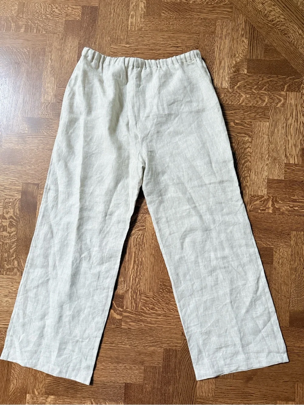 NWT REFORMATION Olina Linen Pants Oatmeal Coastal Wide Leg Lagenlook Beachy XL